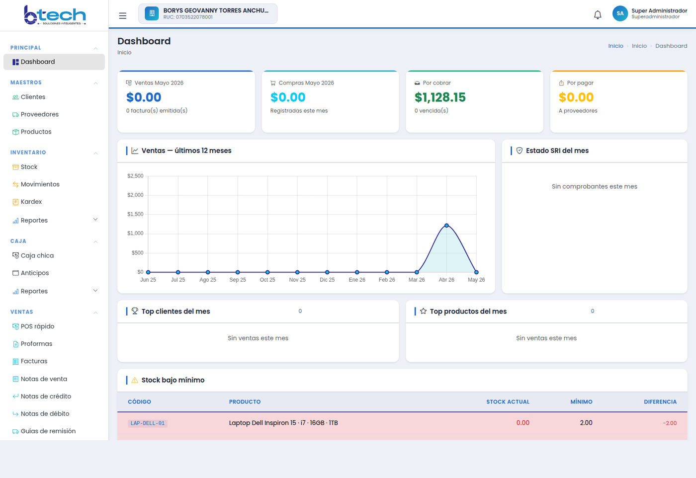 BTech ERP — Sistema en producción
